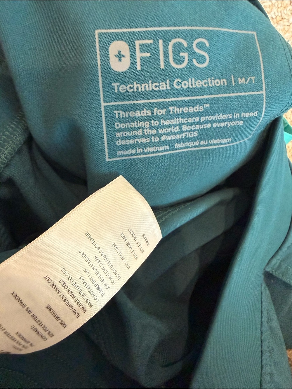 🩺 FIGS Caribbean Blue Medical Scrub Pants with Light Teal Drawstring Med/Tall - Picture 3 of 10